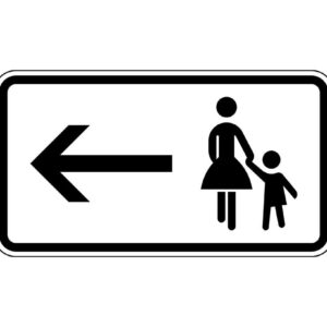 Verkehrszeichen 1000-12-2-1 (Fußgänger links)